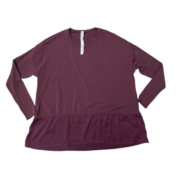 Lululemon Women's Size 2 Burgundy Maroon Ease of Mind Athleisure Top Stretch - Picture 2 of 6